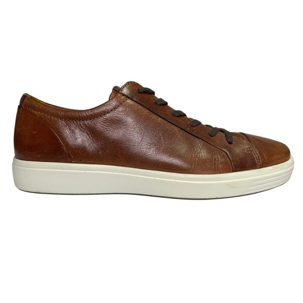 EUC - Mens Ecco Soft 7 Leather Sneaker in Cognac Brown Colorway